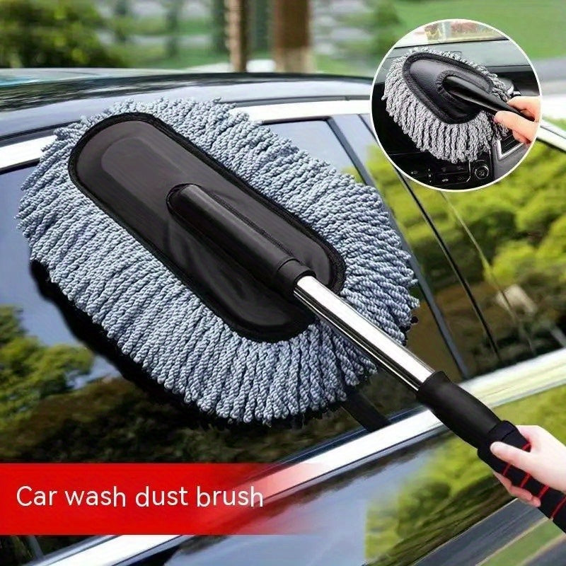 3pcs Car Wash Mop with Extendable Handle, Ultra-Fine Microfiber Wax Brush Kit