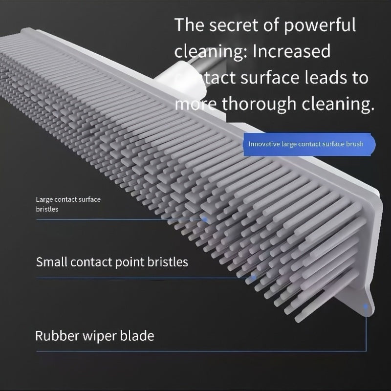 2-in-1 Rubber Broom and Scrubber - Strong Cat and Dog Hair Removal