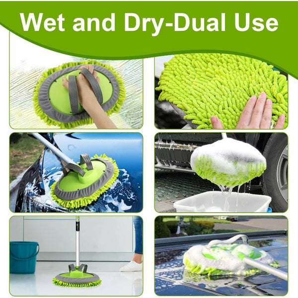 62 inch Microfiber Car Wash Brush Mop Kit Mitt Sponge with Long Handle