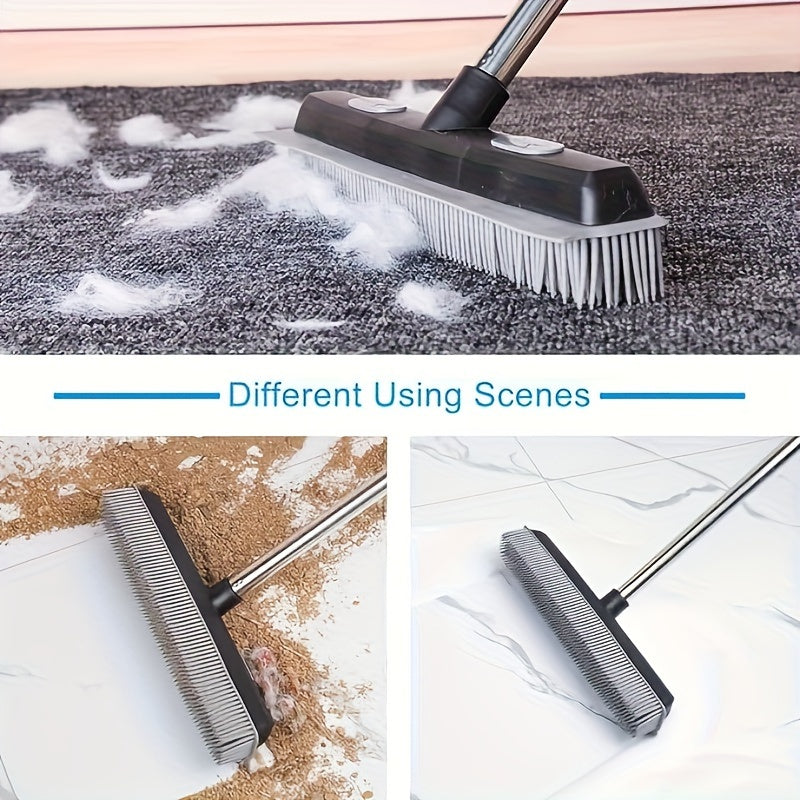 Pet Hair Rubber Broom Pet Hair Rubber Broom with Carpet Rake and Squeegee