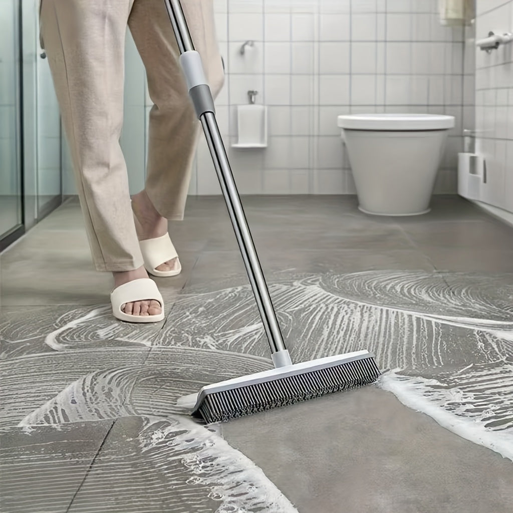 2-in-1 Rubber Broom and Scrubber - Strong Cat and Dog Hair Removal