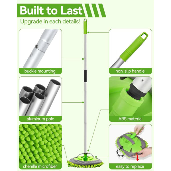 62 Car Wash Brush Kit with Long Handle, Microfiber Car Wash Mop