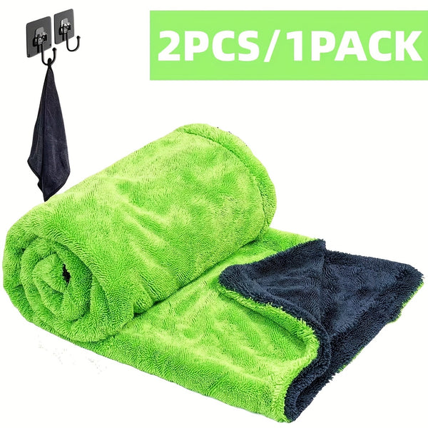 Two auto drying towels, 36X24 inches-&11.8X11.8 inches, 1400 GSM microfiber auto towels