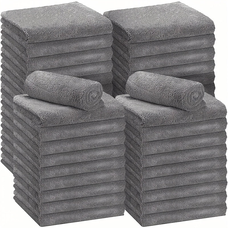 30pcs Ultra-Soft Edgeless Microfiber Towels - 500 GSM, 16x16 Inch, Lint-Free, Streak-Free
