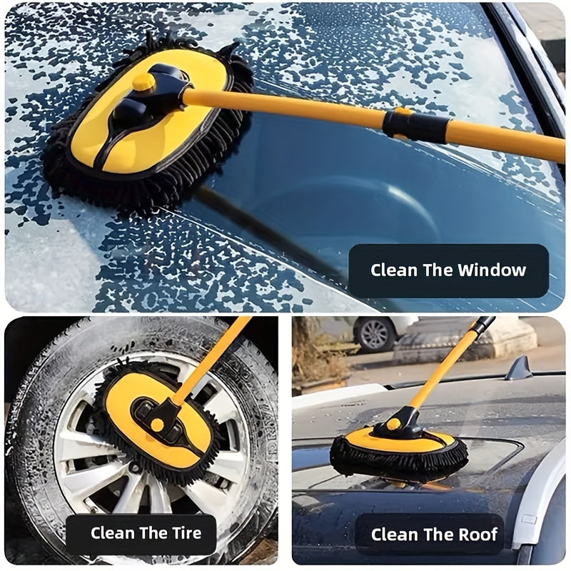 Adjustable Long Handle Vehicle Wash Brush with Extendable Cleaning Mop And Rotating Head