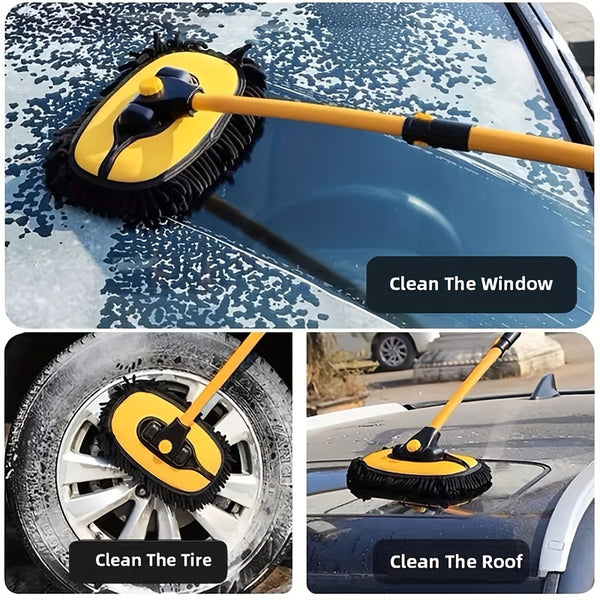 Adjustable Long Handle Vehicle Wash Brush with Extendable Cleaning Mop And Rotating Head
