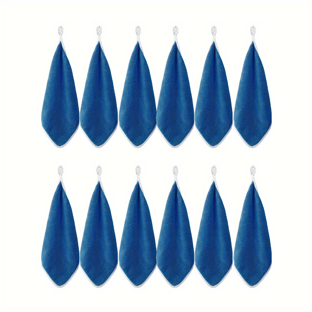 12pcs Ultra Absorbent Microfiber Cleaning Cloths with Hanging Loop - Versatile for Kitchen