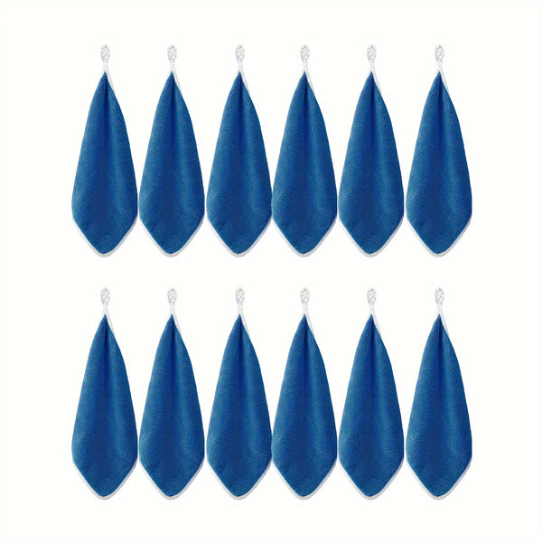 12pcs Ultra Absorbent Microfiber Cleaning Cloths with Hanging Loop - Versatile for Kitchen