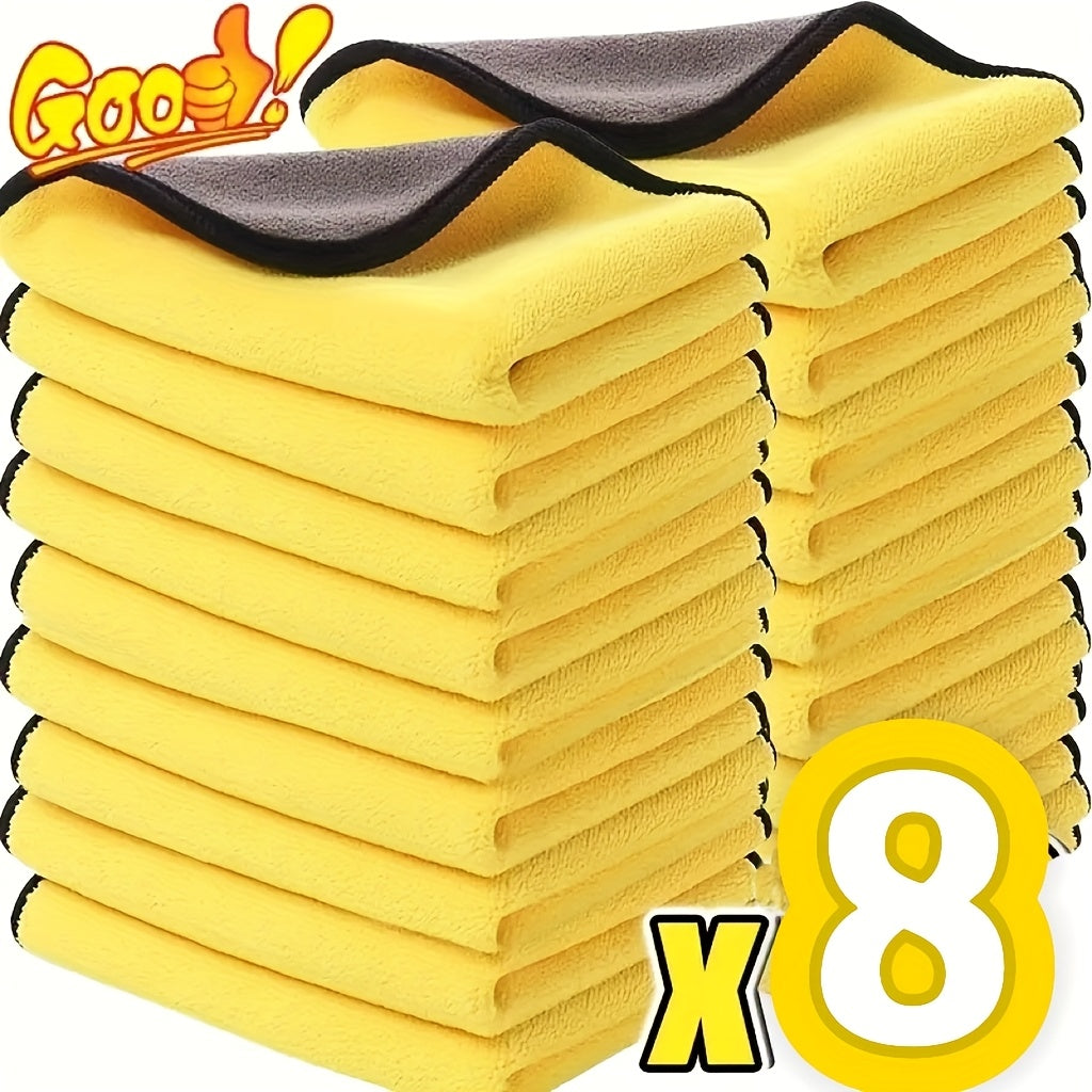 8pcs Microfiber Car Cleaning Towels - 11.81x11.81inch & 11.81x23.62inch, Absorbent & Shed-Free