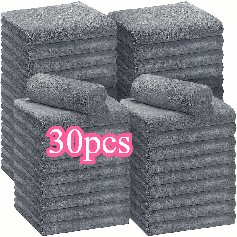 10\u002F30pcs Plush Car Cleaning Cloths - Edgeless Design, Soft Polyester Towels for Auto Detailing