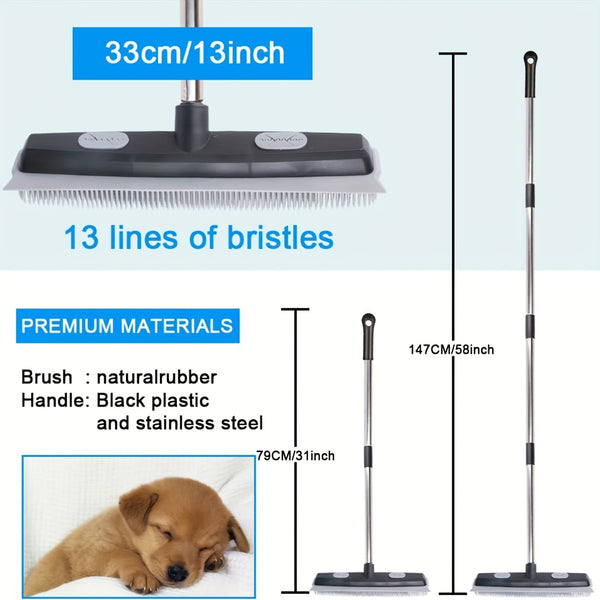 Pet Hair Rubber Broom Pet Hair Rubber Broom with Carpet Rake and Squeegee
