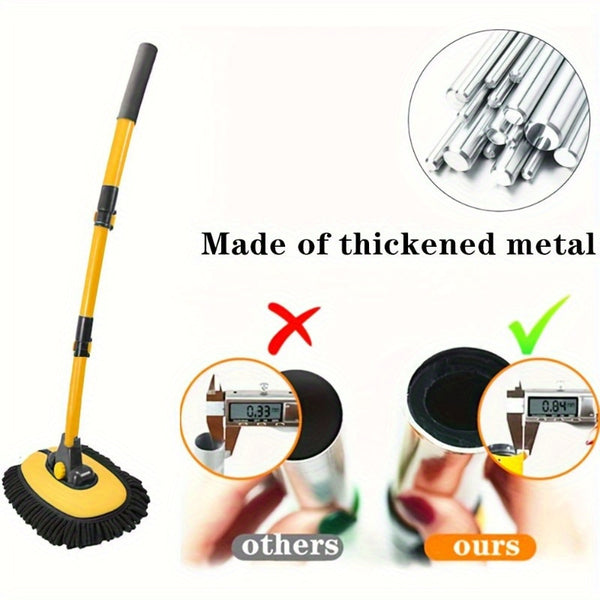 Easy-to-Clean Microfiber Car Wash Mop with Extendable Handle- Soft Brush, Bent Rod Design for Efficient Cleaning