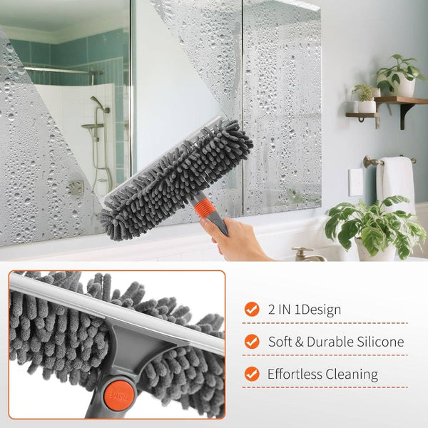 62 inch Car Wash Brush Kit Mitt Mop Sponge with Long Handle, 2in 1 Window Cleaner with Extension Pole