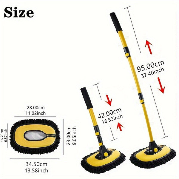 EAFC Car Wash Brush Mop with Long Handle, Replaceable Microfiber Brush Head