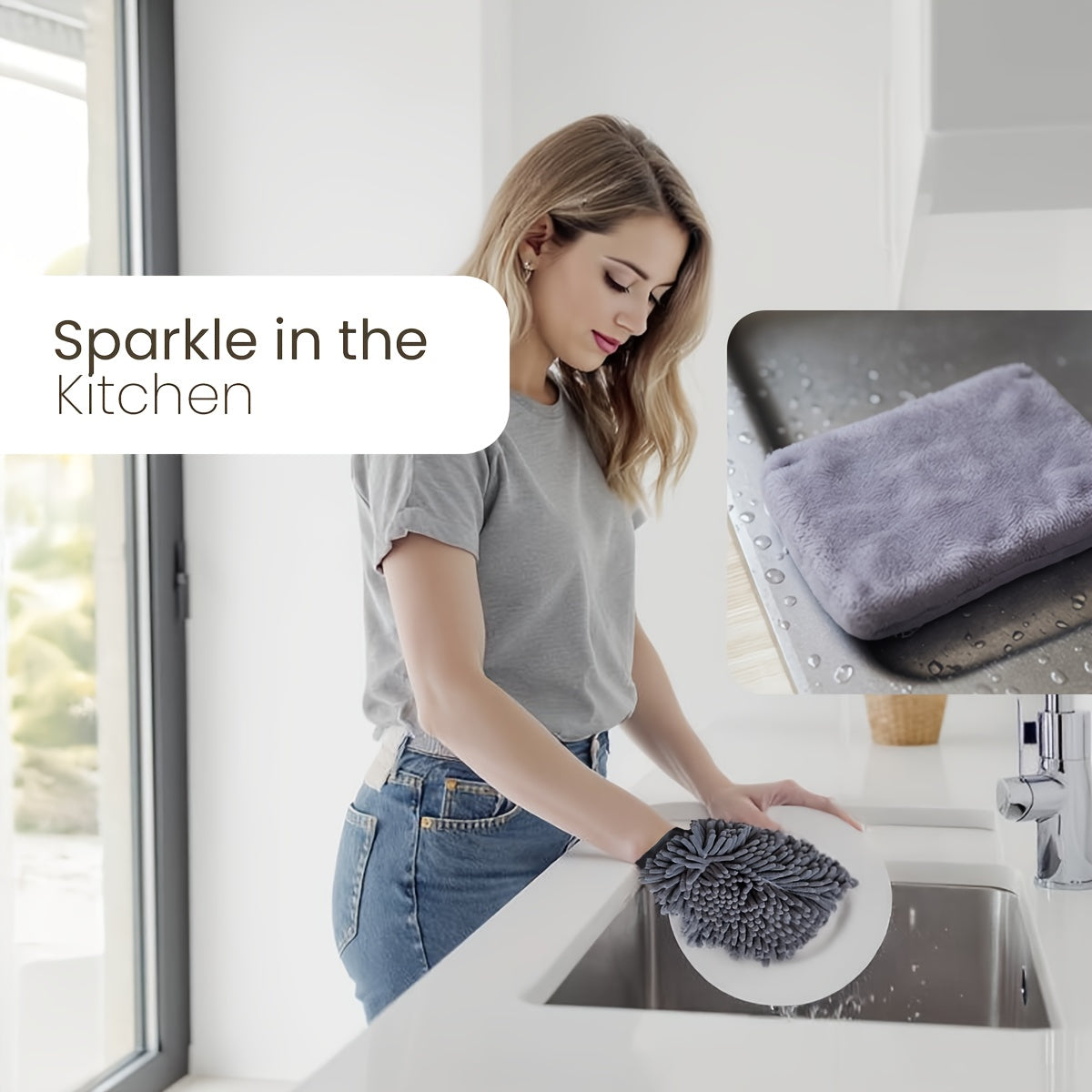 6pcs Car Cleaning Kit 6pcs Car Cleaning Kit - 1 Chenille Wash Mitt, 1 Flannel Sponge