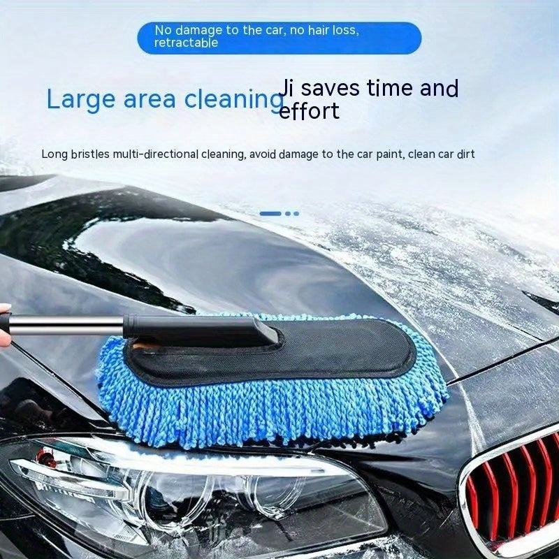 3pcs Car Wash Mop with Extendable Handle, Ultra-Fine Microfiber Wax Brush Kit
