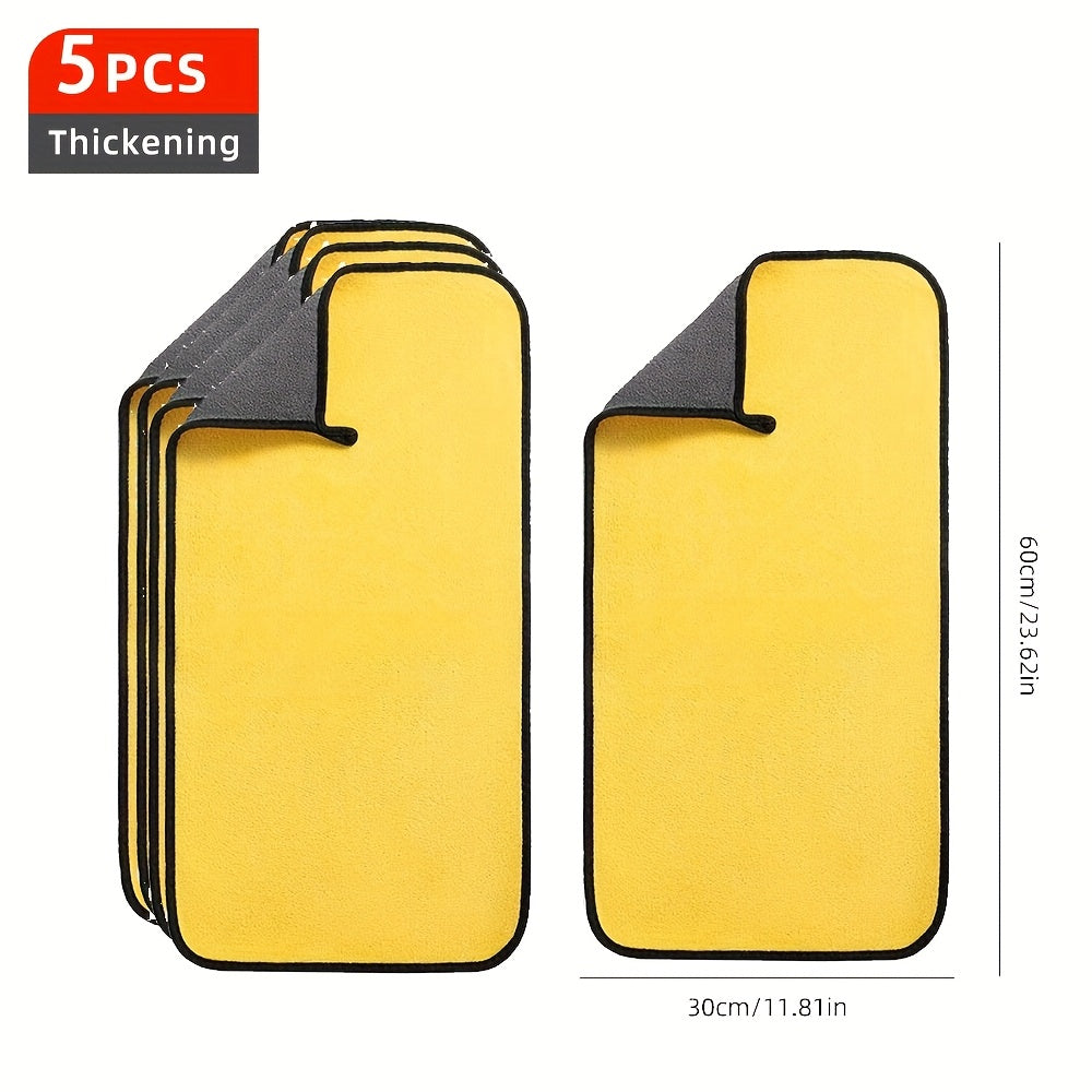 5pcs Thickened Microfiber Car Wash Cloths • Super Absorbent Towels for Car Glass