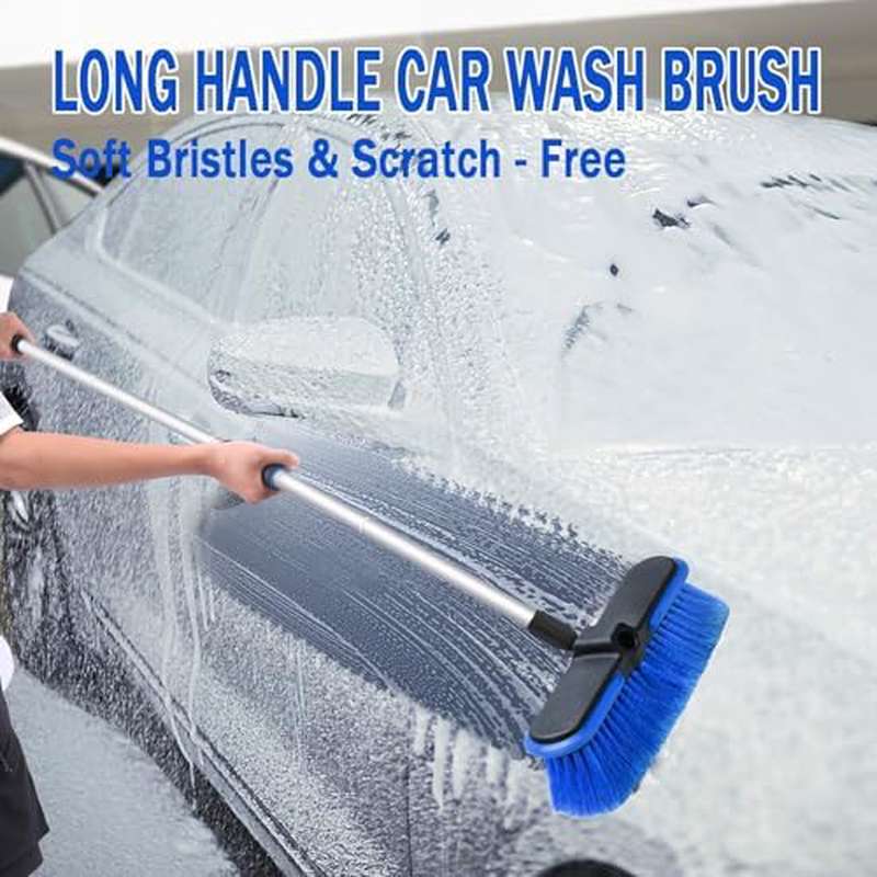 62 Long Handle Car Wash Brush, Scratch - Free Soft Bristles, Sturdy Mop