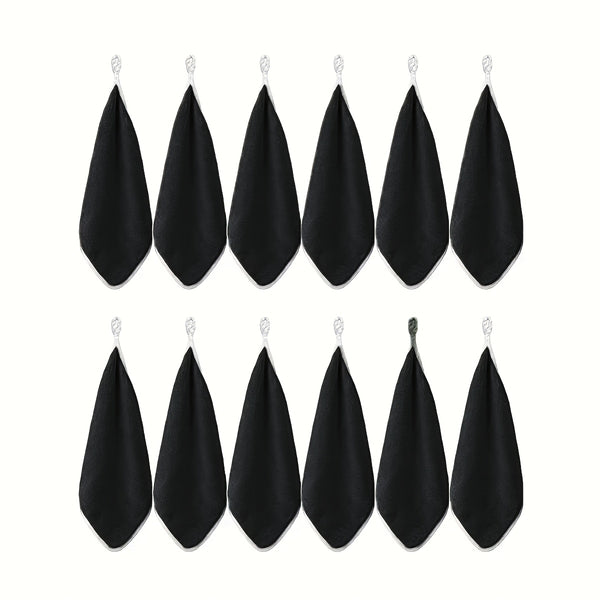 12pcs Ultra Absorbent Microfiber Cleaning Cloths with Hanging Loop - Versatile for Kitchen