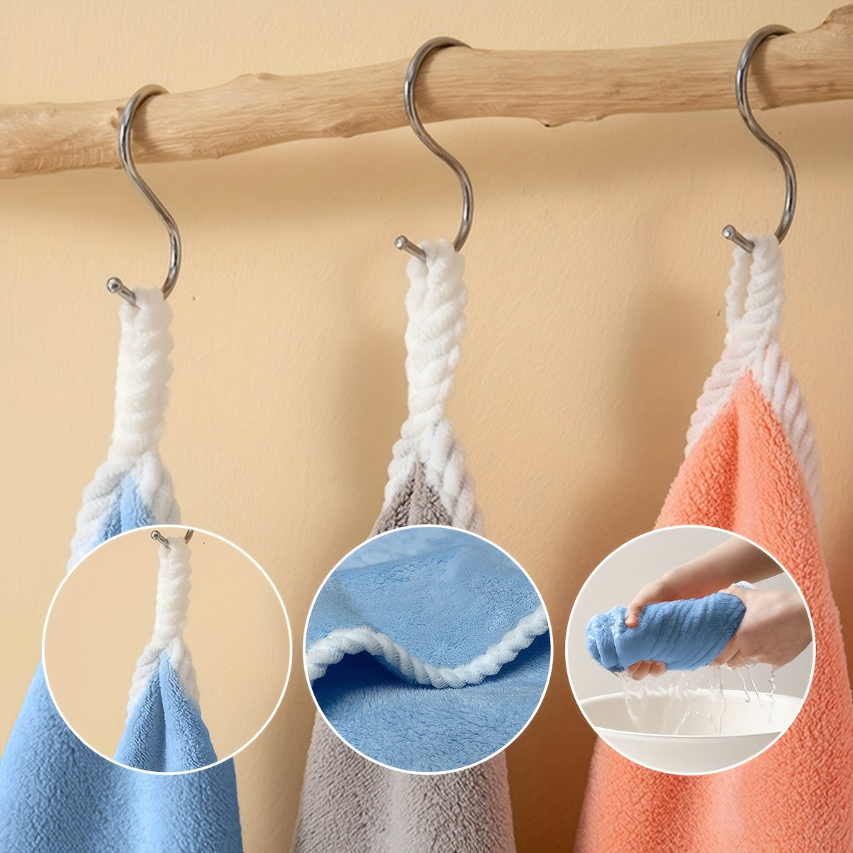 12pcs Ultra Absorbent Microfiber Cleaning Cloths with Hanging Loop - Versatile for Kitchen