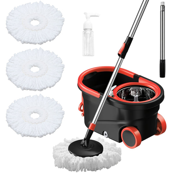 Spin Mop And Bucket with Wringer Set On Wheels