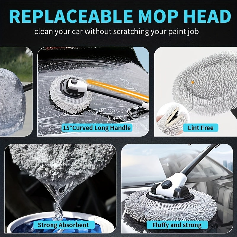 Car Washing Equipment Car Washing Brush Telescopic Long Handle Cleaning Mop Auto Parts Microfiber Adjustable Length Car Cleaning Brush