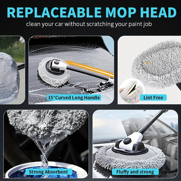 Car Washing Equipment Car Washing Brush Telescopic Long Handle Cleaning Mop Auto Parts Microfiber Adjustable Length Car Cleaning Brush