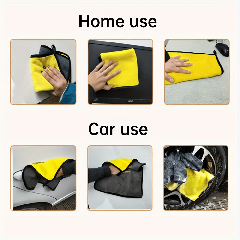 5pcs Thickened Microfiber Car Wash Cloths • Super Absorbent Towels for Car Glass
