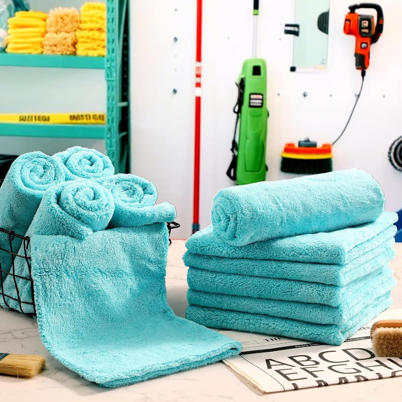 30 Pcs Edgeless Microfiber Plush Towels for Cars Detailing Drying Wash Polishing Absorbent Cleaning Cloths