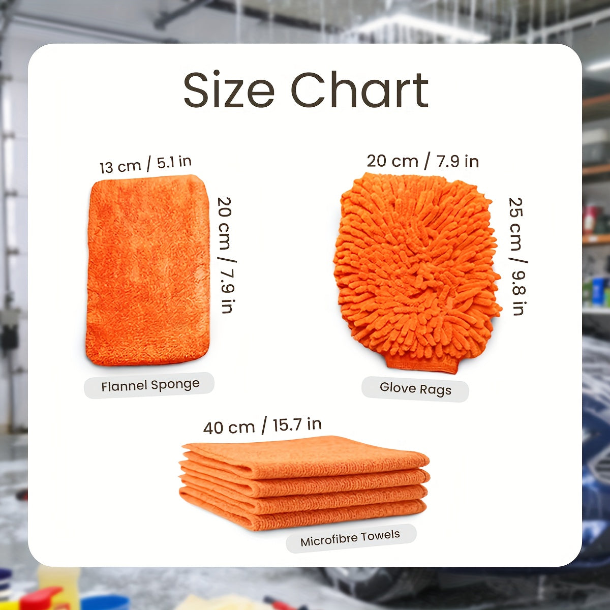 6pcs Car Cleaning Kit 6pcs Car Cleaning Kit - 1 Chenille Wash Mitt, 1 Flannel Sponge