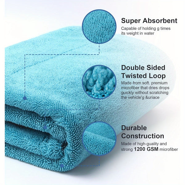 2-Pack Microfiber Car Drying Towels, 1300 GSM Double Twisted Loop, Extra Large 24\