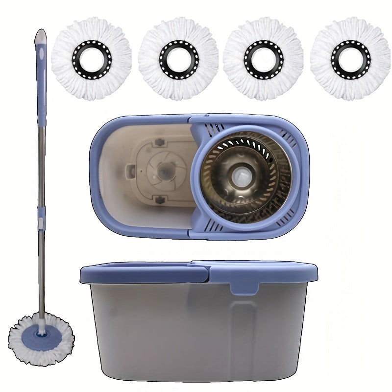 Spin Mop And Bucket With Wringer Set, 360° Spinning Mop Bucket System With 4 Microfiber Mop Replacement Heads