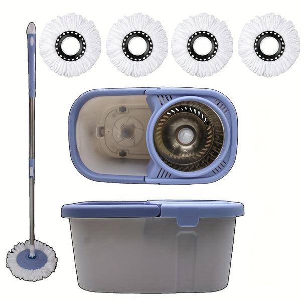 Spin Mop And Bucket With Wringer Set, 360° Spinning Mop Bucket System With 4 Microfiber Mop Replacement Heads