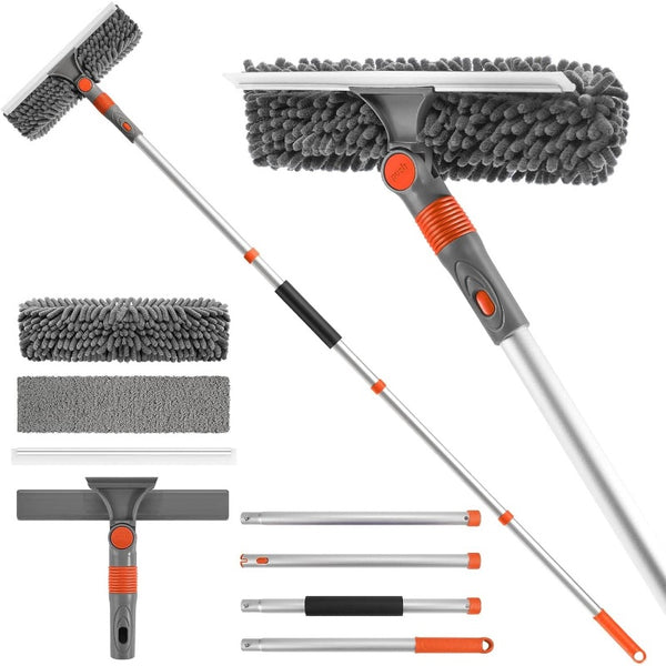62 inch Car Wash Brush Kit Mitt Mop Sponge with Long Handle, 2in 1 Window Cleaner with Extension Pole