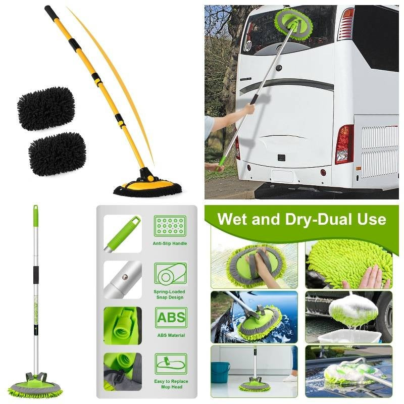 62 inch Microfiber Car Wash Brush Mop Kit Mitt Sponge with Long Handle