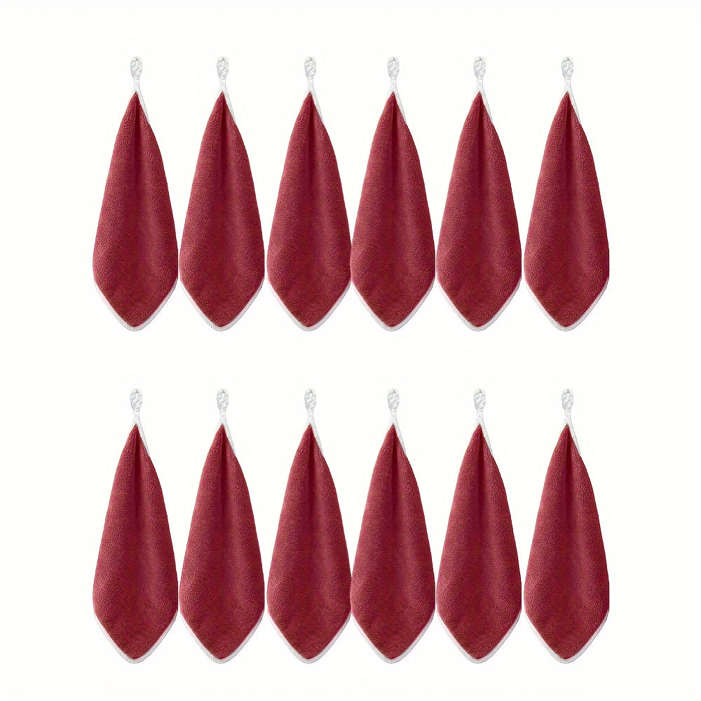 12pcs Ultra Absorbent Microfiber Cleaning Cloths with Hanging Loop - Versatile for Kitchen