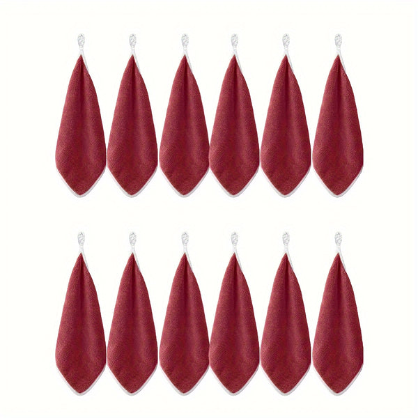 12pcs Ultra Absorbent Microfiber Cleaning Cloths with Hanging Loop - Versatile for Kitchen
