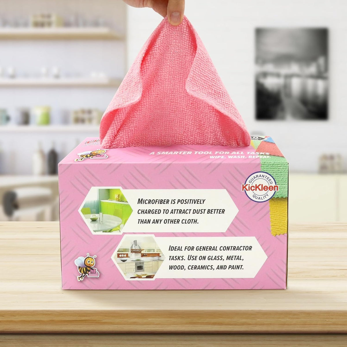 KICKLEEN 40-Pack Cleaning Cloths - Ultra, Heavy-Duty Lint-Free, Quick-Dry, Non-Abrasive, for Home