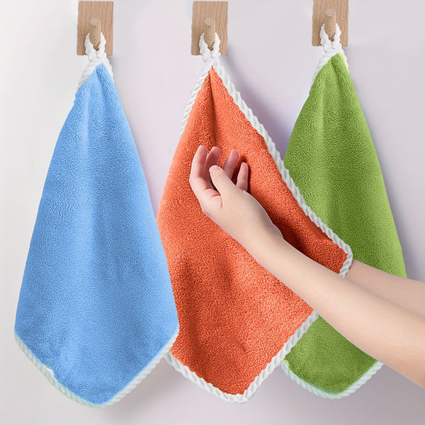 12pcs Ultra Absorbent Microfiber Cleaning Cloths with Hanging Loop - Versatile for Kitchen