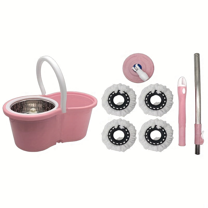 Spin Mop And Bucket With Wringer Set, 360° Spinning Mop Bucket System With 4 Microfiber Mop Replacement Heads