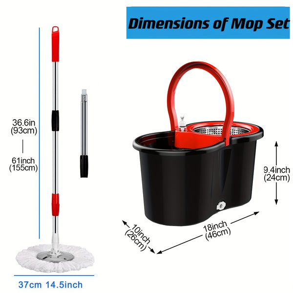 Mop And Bucket Set, 360° Spin Mop And Bucket with Wringer Set And 6 Microfiber Mop Refills