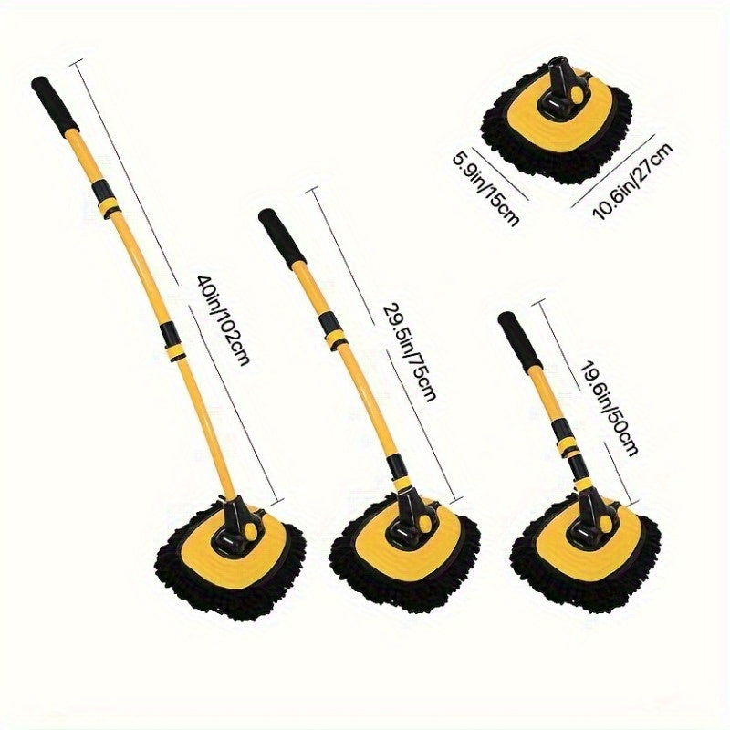Easy-to-Clean Microfiber Car Wash Mop with Extendable Handle- Soft Brush, Bent Rod Design for Efficient Cleaning