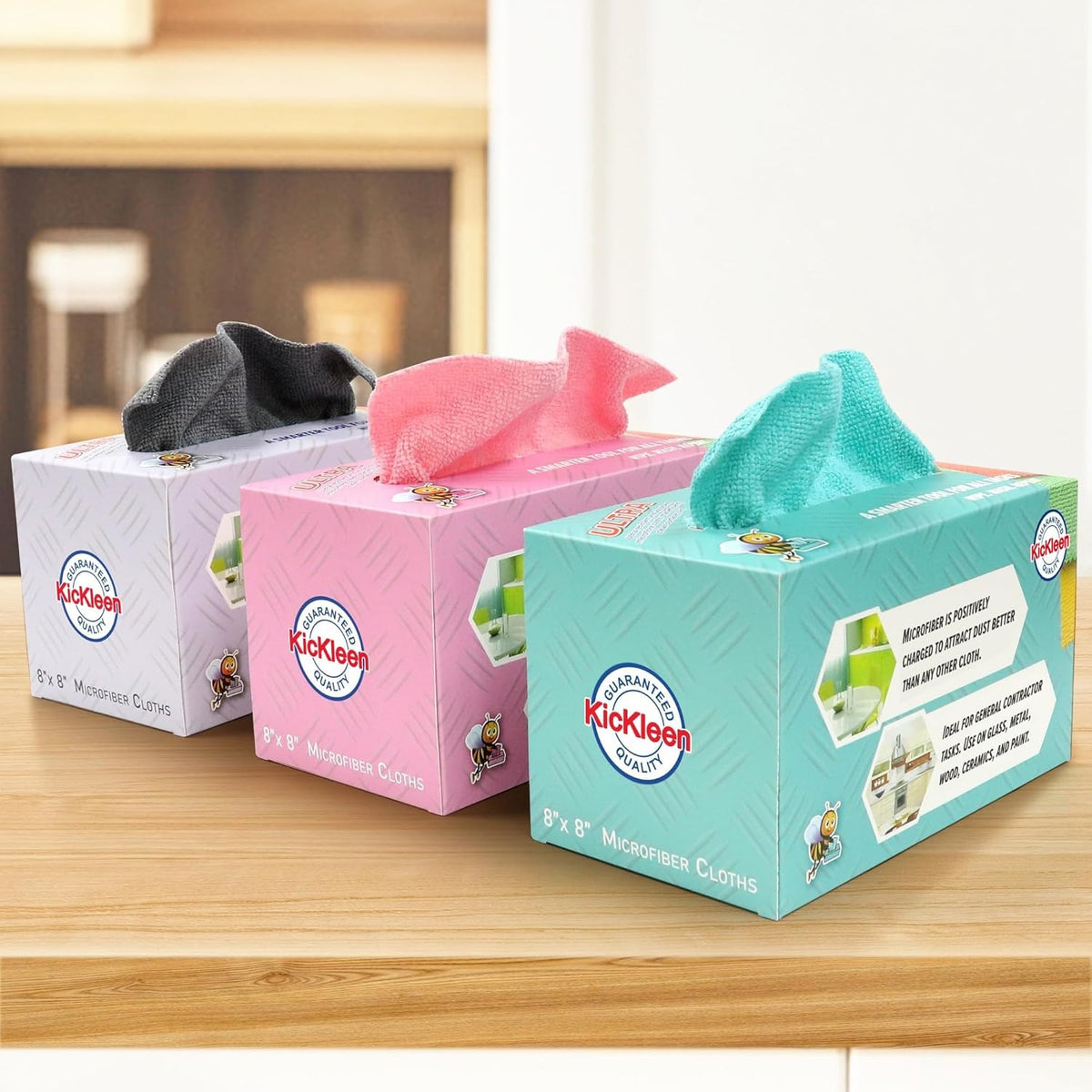 KICKLEEN 40-Pack Cleaning Cloths - Ultra, Heavy-Duty Lint-Free, Quick-Dry, Non-Abrasive, for Home