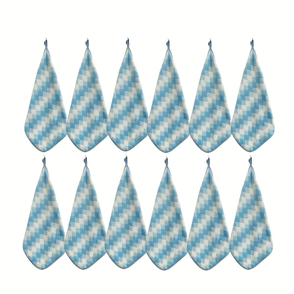 12pcs Ultra Absorbent Microfiber Cleaning Cloths with Hanging Loop - Versatile for Kitchen