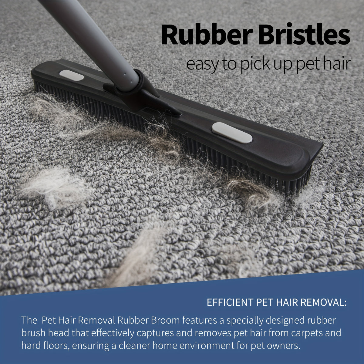 emmama Brand Rubber Broom with Squeegee, for Carpet Cleaning, Bathroom Cleaning