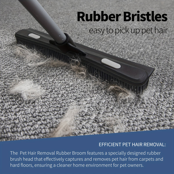 emmama Brand Rubber Broom with Squeegee, for Carpet Cleaning, Bathroom Cleaning