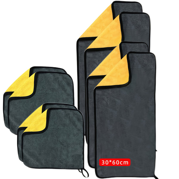 8pcs Microfiber Car Cleaning Towels - 11.81x11.81inch & 11.81x23.62inch, Absorbent & Shed-Free