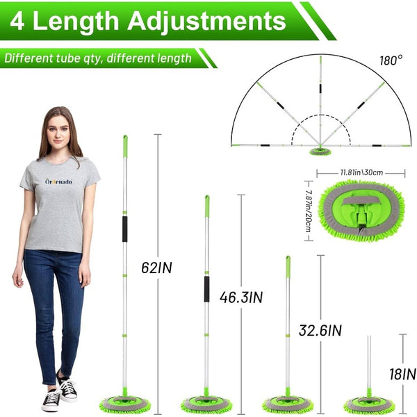 62 inch Car Wash Brush Kit Mitt Mop Sponge with Long Handle, 2in 1 Window Cleaner with Extension Pole