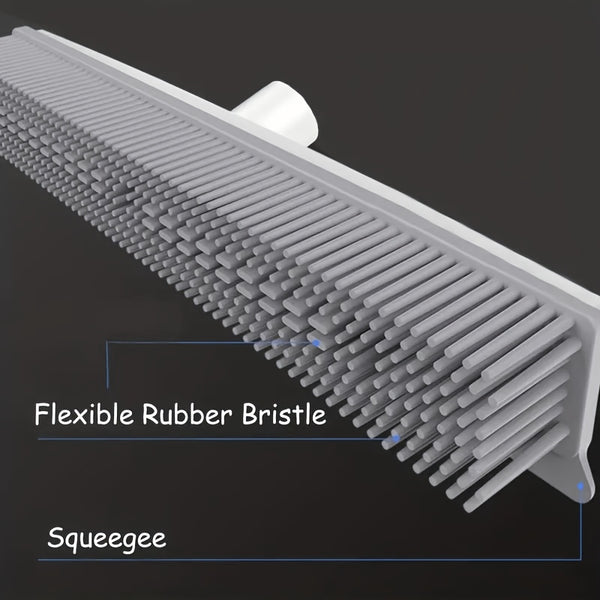 Pet Hair Removal Broom with Rubber Brush & Squeegee - Carpet Groomer for Floor Cleaning