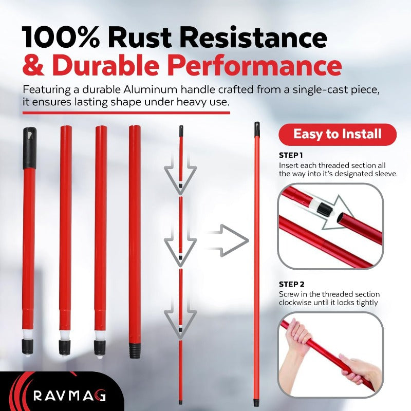 2-in-1 Heavy-Duty Pet Hair Removal Broom with Swivel & Long Handle - Heavy-Duty Rubber Bristles & Squeegee Attachment